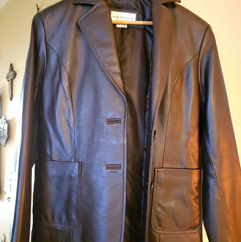 Hannah Genuine Brown Leather Women's Coat